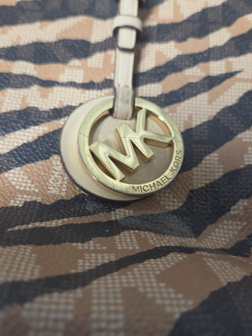 Michael Kors Zebra-Print Bag with Matching Wallet Laptop Travel Tote